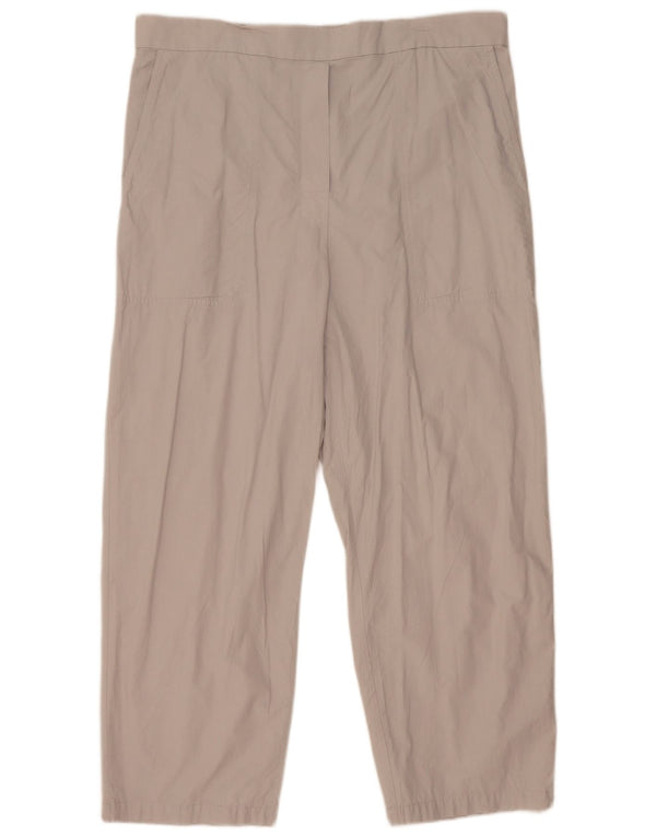 Cos Womens High Waist Cropped Trousers W36 L26 Beige Cotton