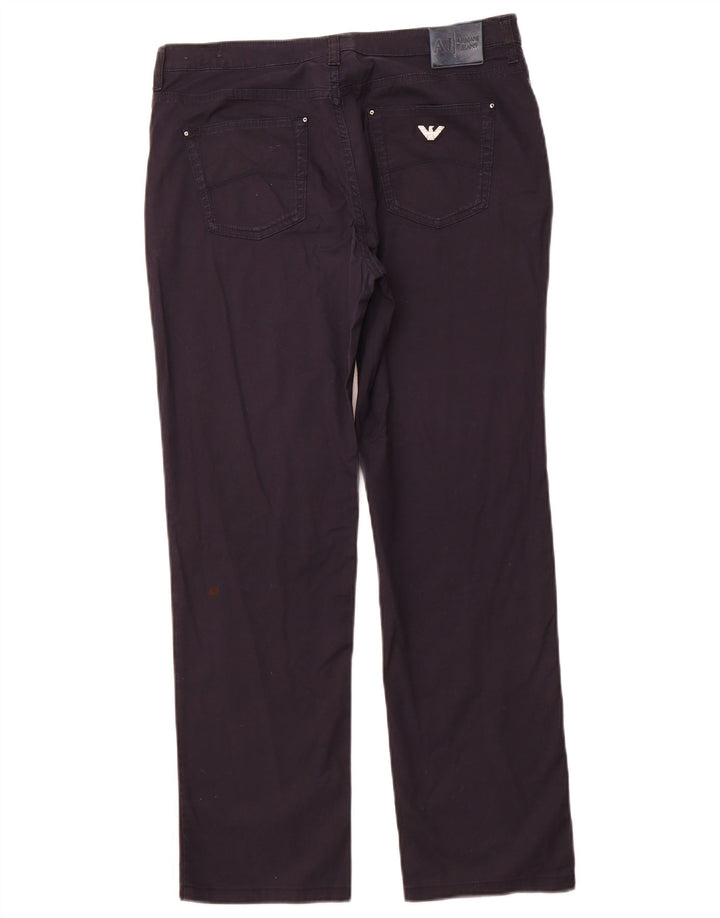 ARMANI Calça feminina reta casual Magnólia W31 L28 algodão azul marinho