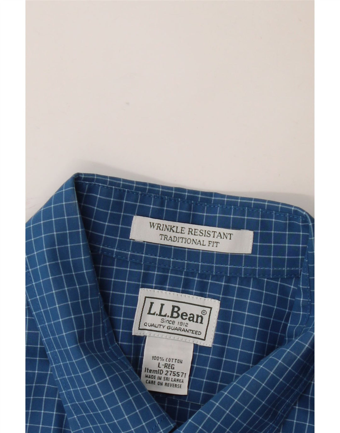 L.L.Bean Camisa masculina de manga curta com ajuste tradicional, algodão xadrez azul grande