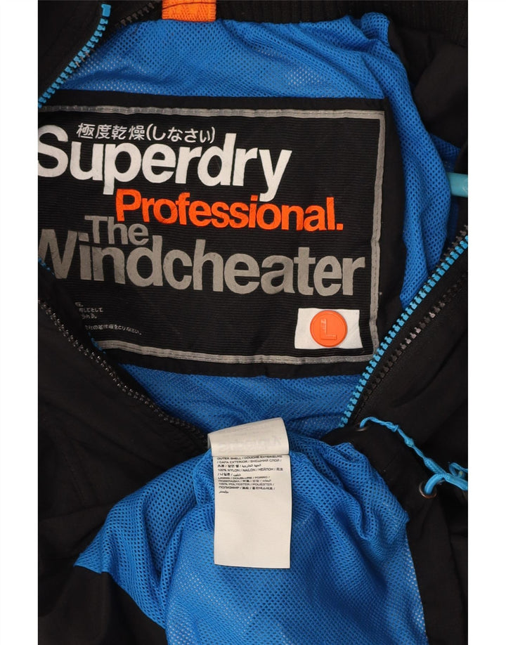 Jaqueta de chuva masculina SUPERDRY The Windcheater UK 40 grande nylon preto