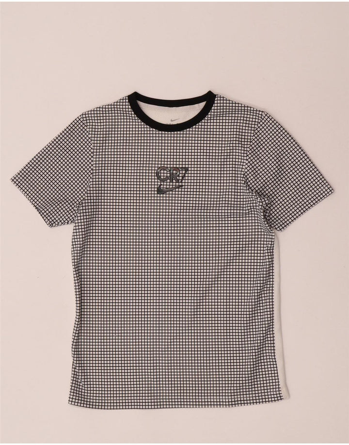 Camiseta Nike Boys CR7 Graphic Top 12-13 anos grande xadrez branco