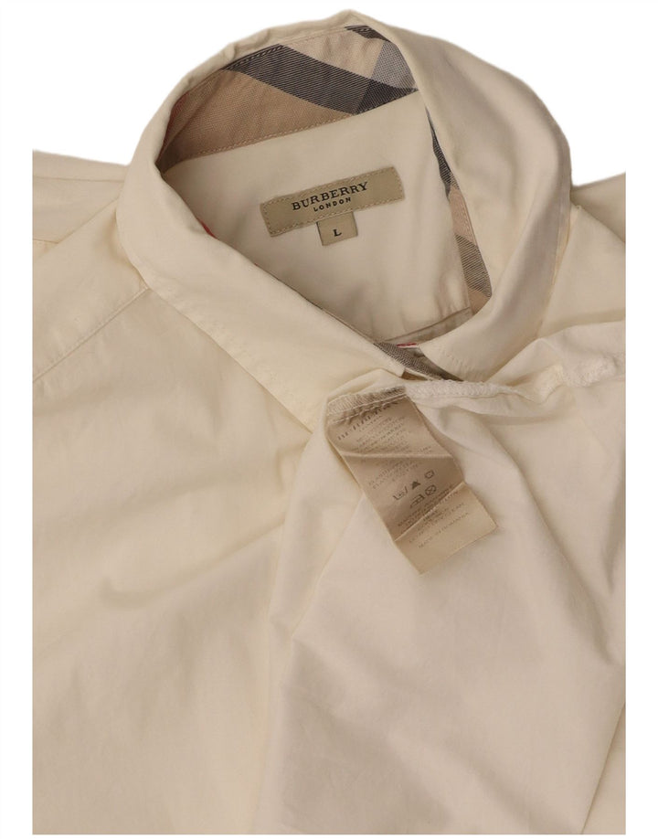 Camisa feminina BURBERRY UK 16 grande algodão branco