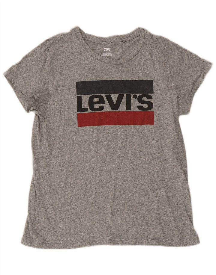 Camiseta feminina gráfica LEVI'S UK 14 cinza médio manchado