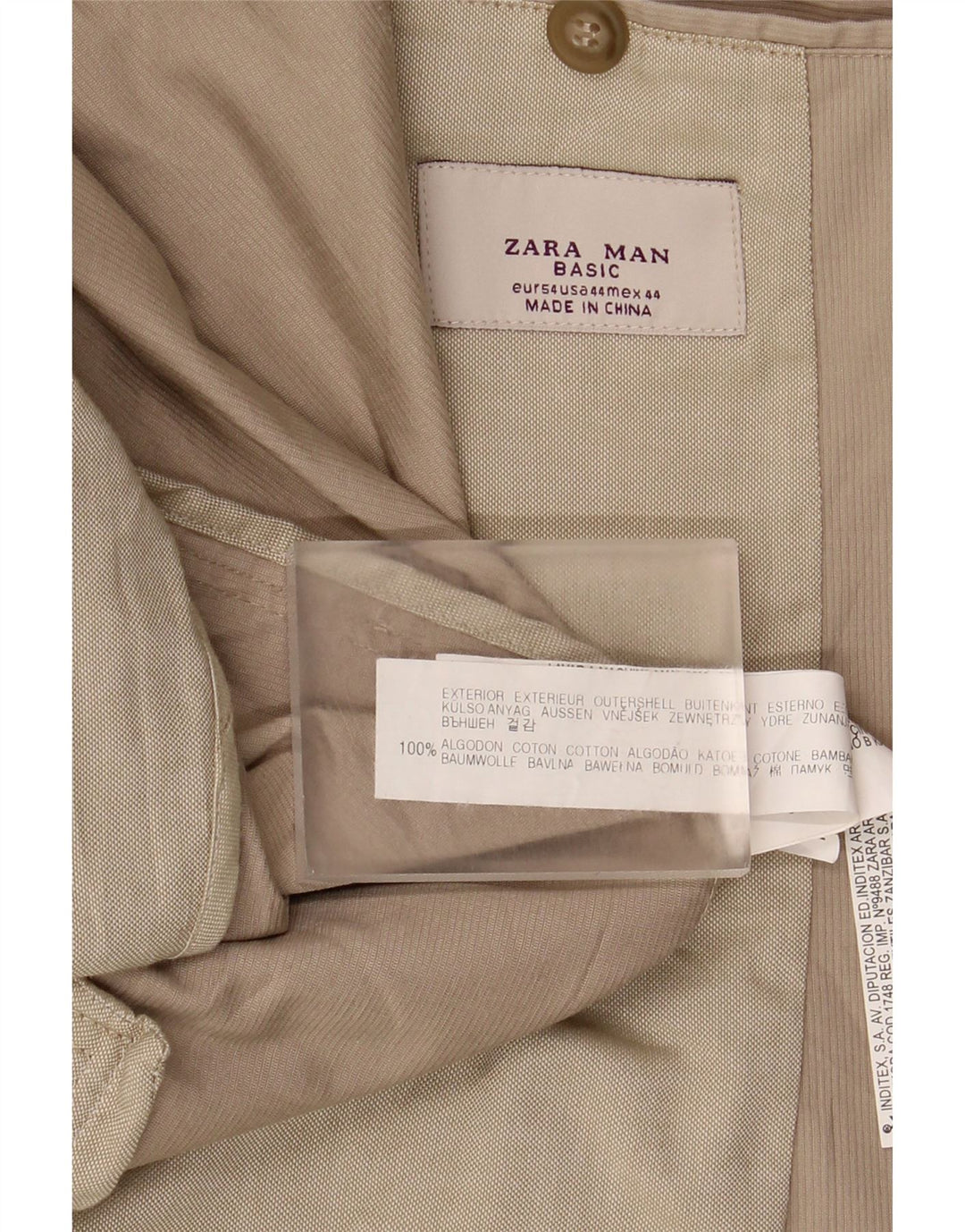 Jaqueta blazer masculina ZARA com 2 botões EU 54 XL algodão bege
