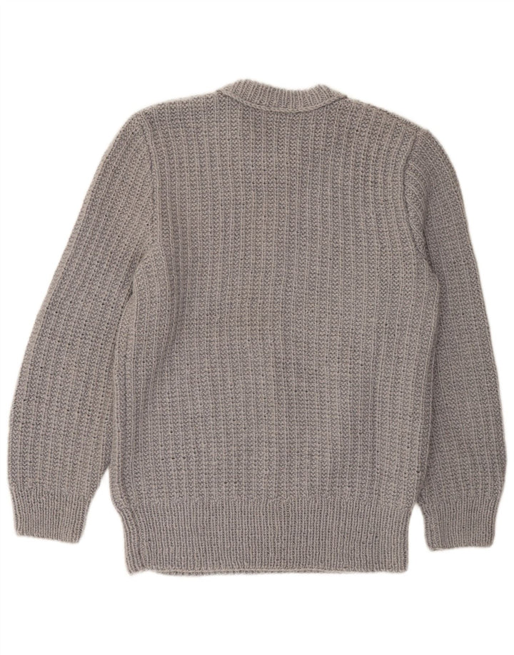 Suéter vintage masculino com gola canoa cinza médio