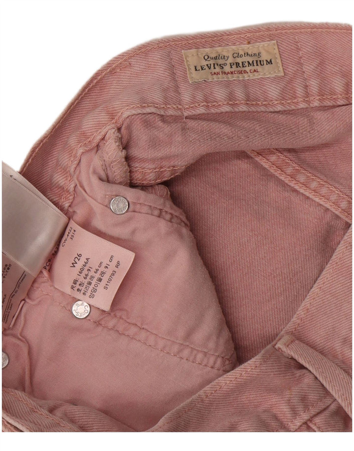Shorts jeans feminino Levi's 501 W26 pequeno algodão rosa