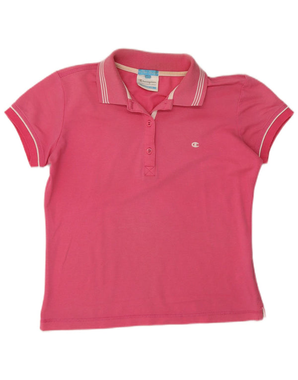 Champion Womens Heritage Fit Polo Shirt UK 14 Medium Pink Cotton