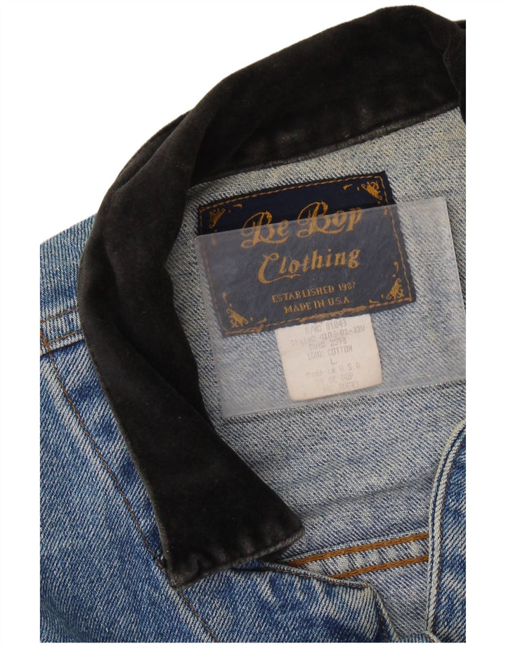 Jaqueta jeans feminina vintage Reino Unido 14 grande algodão azul