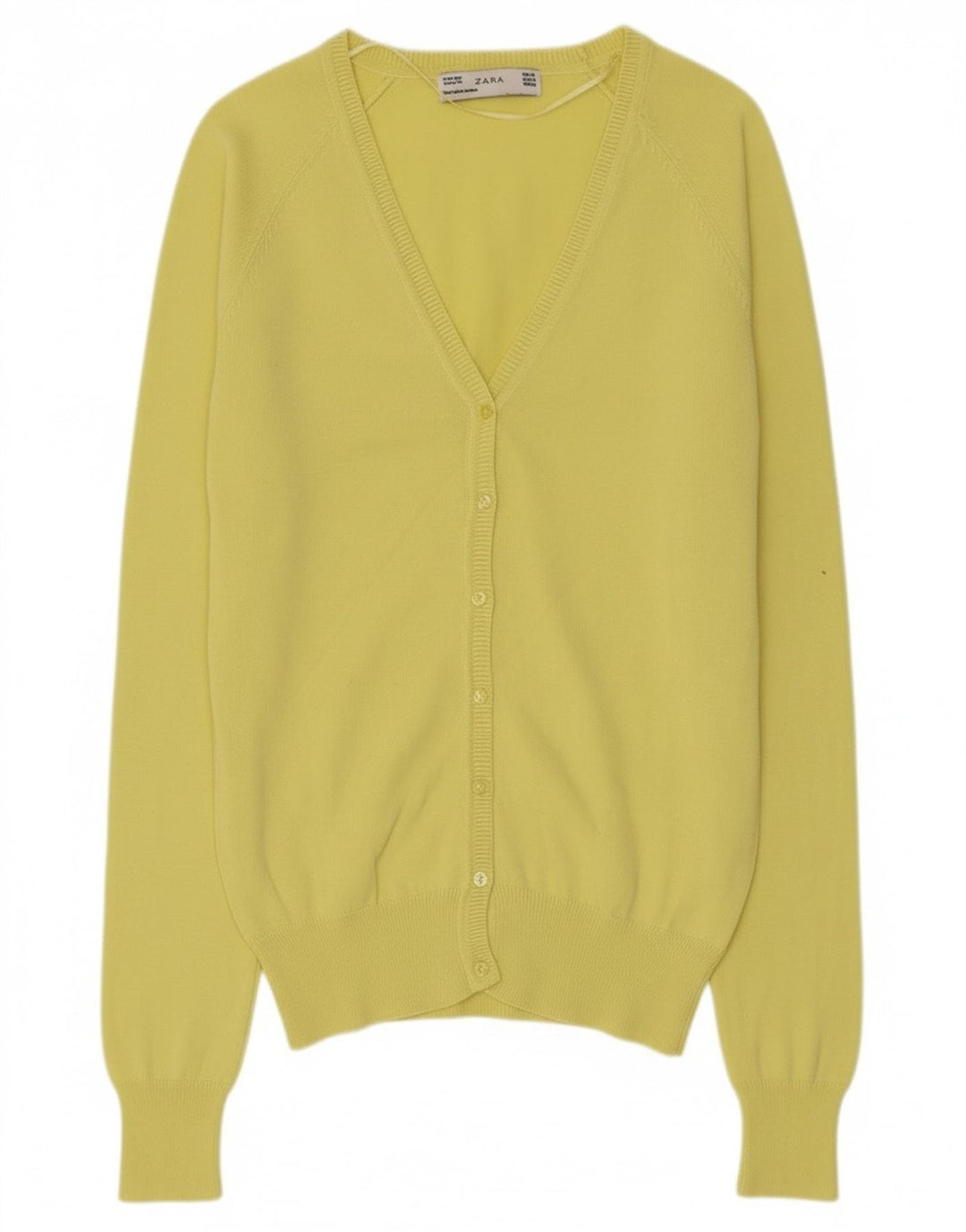 Suéter cardigã feminino Zara Reino Unido 12 algodão amarelo médio