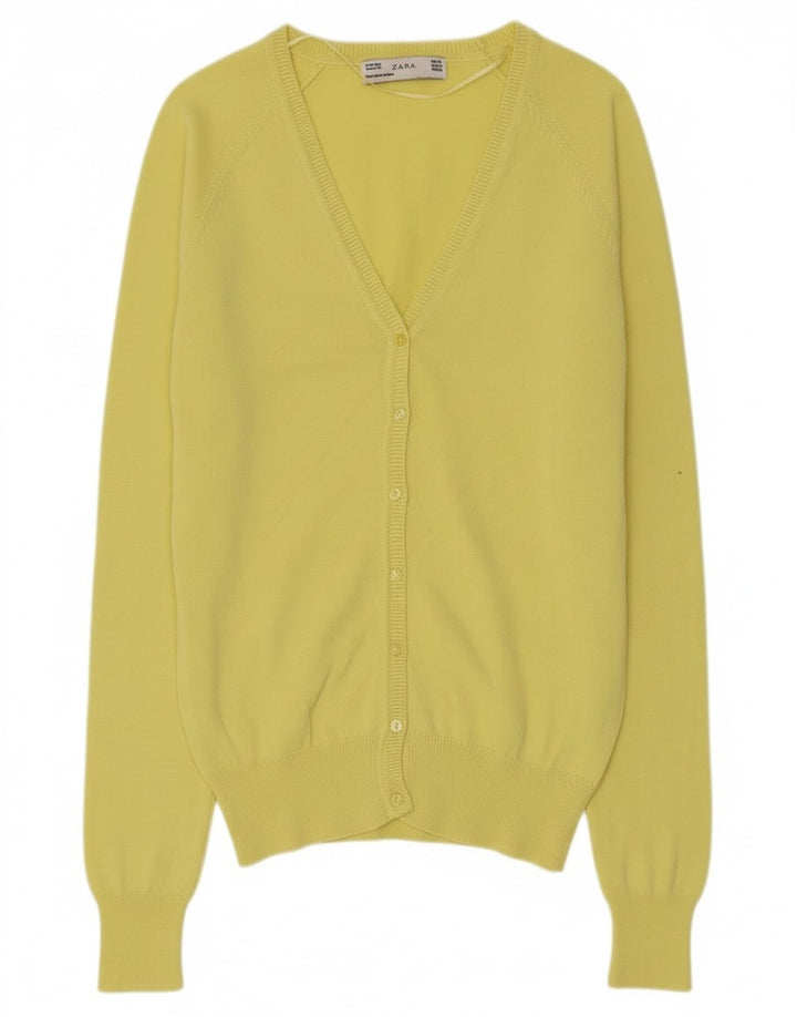 Suéter cardigã feminino Zara Reino Unido 12 algodão amarelo médio