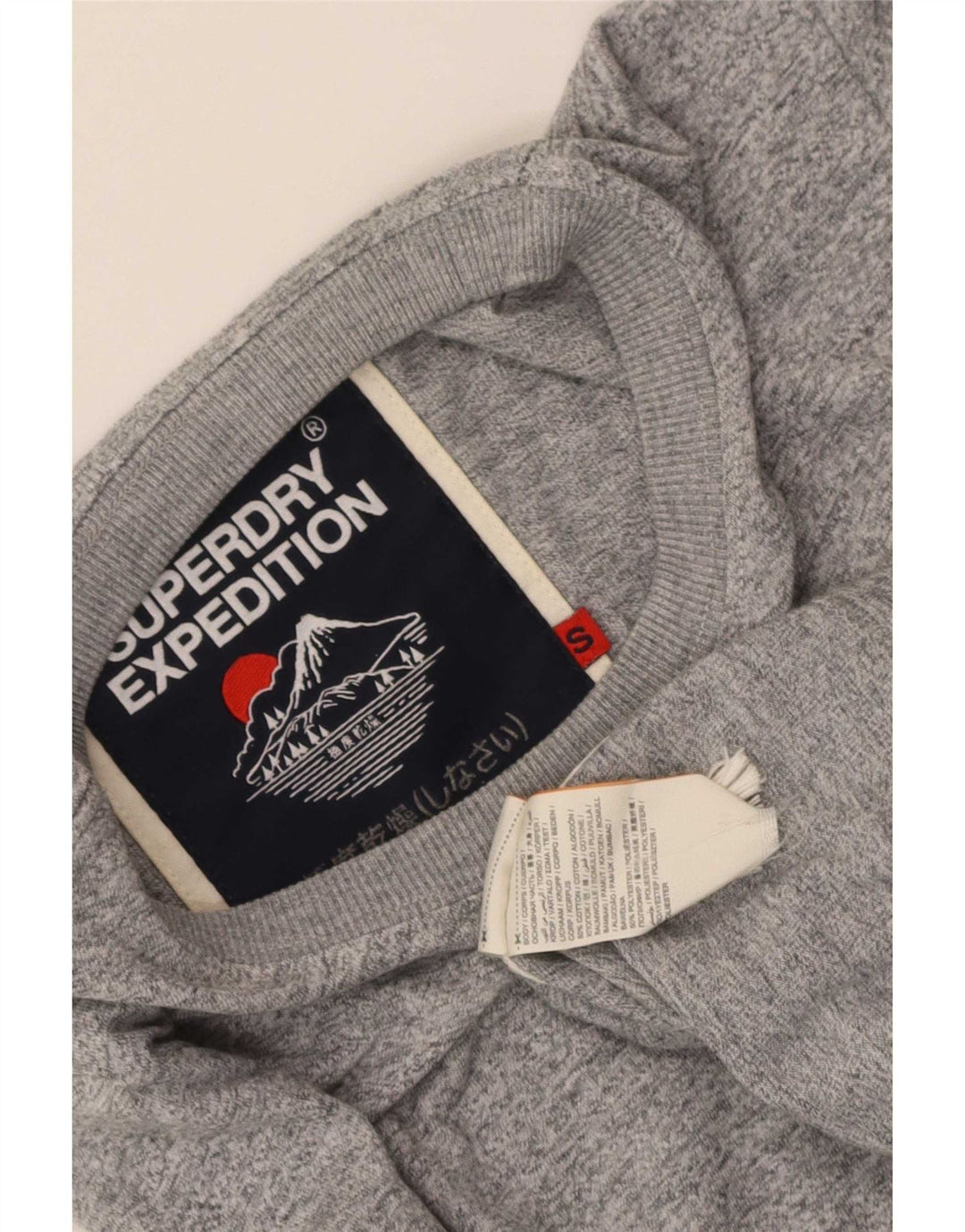 Top gráfico masculino Superdry manga comprida pequeno algodão manchado cinza