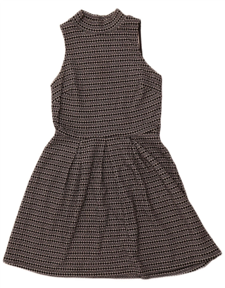 Vestido feminino MOSSIMO sem mangas em linha A UK 6 XS poliéster geométrico preto