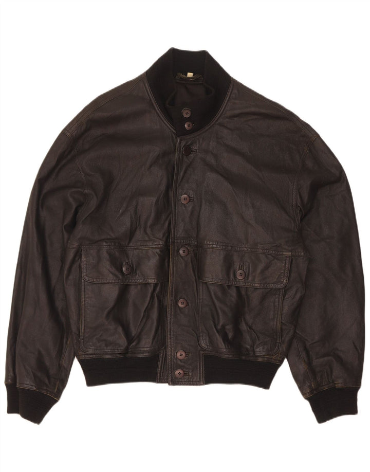 Jaqueta de couro bomber masculina vintage IT 46 couro preto pequeno