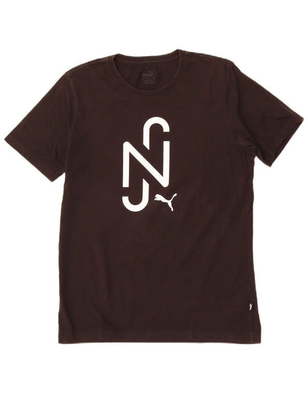 Puma Mens Graphic T-Shirt Top Pequeno Algodão Preto