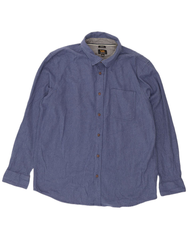 Camisa Stretch Masculina Lee XL Azul Algodão