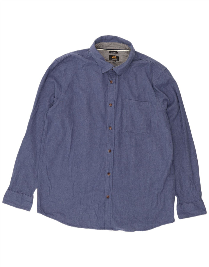 Camisa Stretch Masculina Lee XL Azul Algodão
