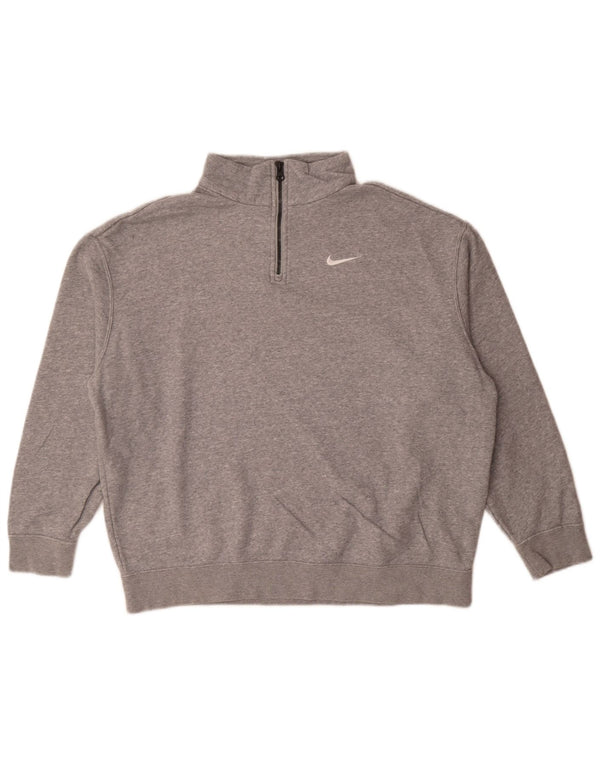 Moletom Nike masculino solto com zíper e gola xs cinza algodão manchado