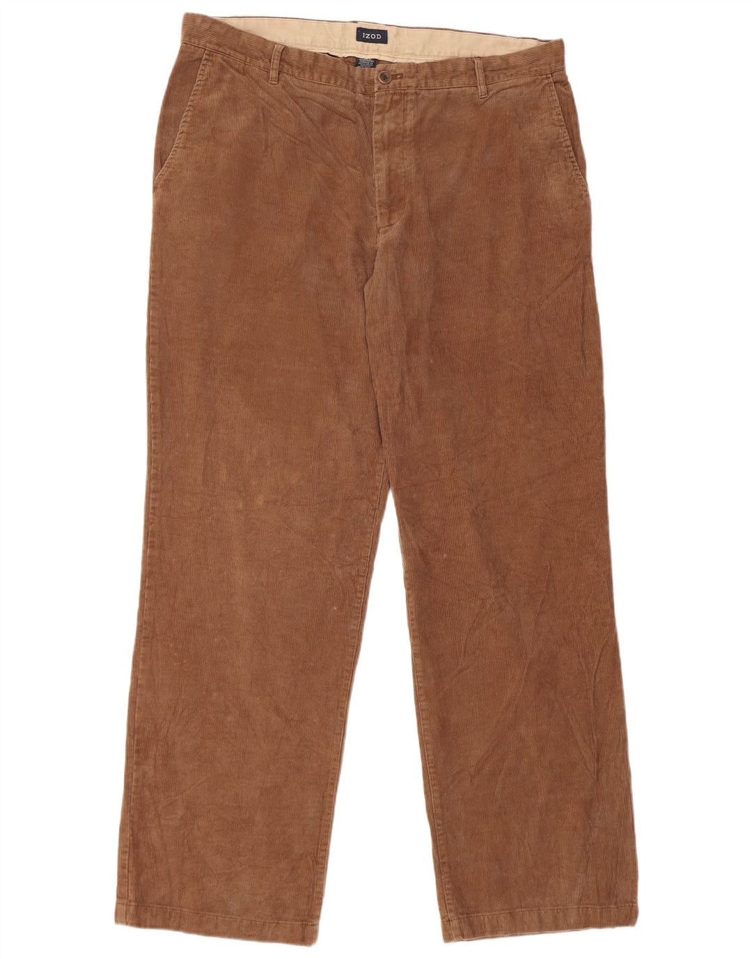 Calça masculina reta de veludo IZOD W38 L34 algodão marrom