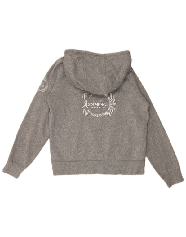 Suéter com capuz gráfico masculino Nike médio cinza algodão manchado