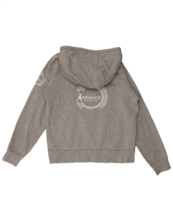 Suéter com capuz gráfico masculino Nike médio cinza algodão manchado