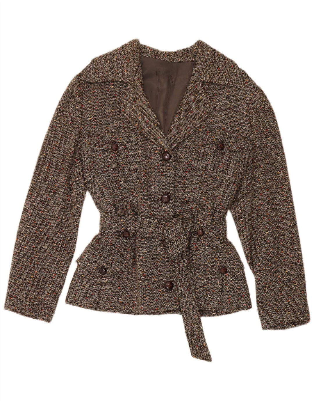 Jaqueta utilitária feminina vintage UK 12 cinza médio manchado