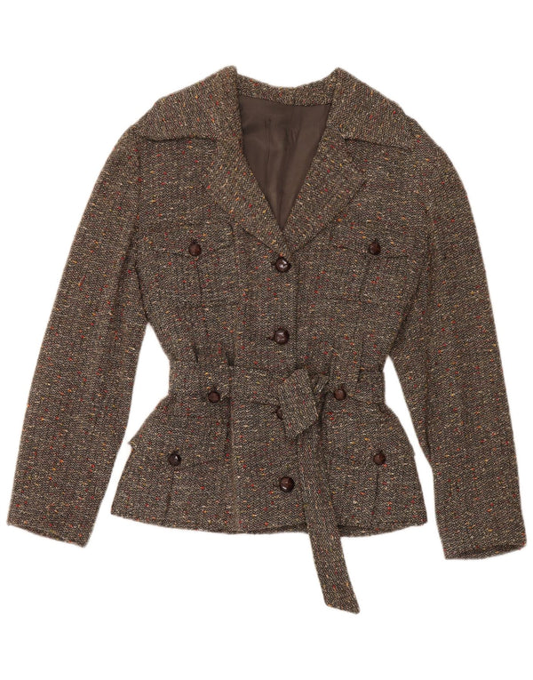 Vintage Womens Utility Jacket UK 12 Medium Grey Flecked
