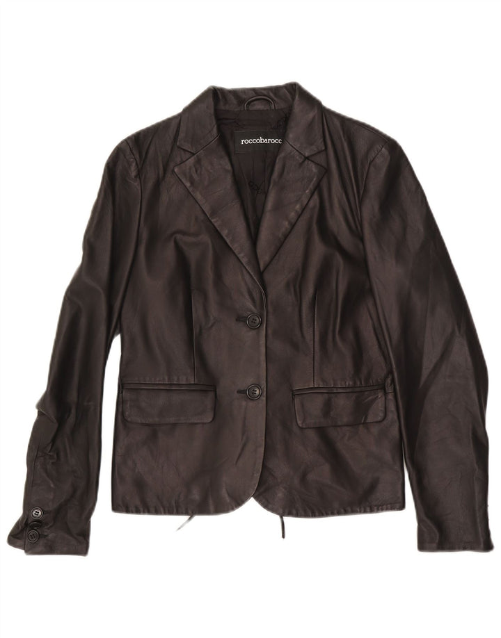 Jaqueta blazer feminina de 2 botões ROCCOBAROCCO IT 42 couro preto médio