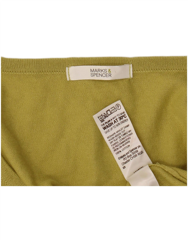 Suéter cardigã feminino de manga curta Marks & Spencer Reino Unido 14 médio amarelo