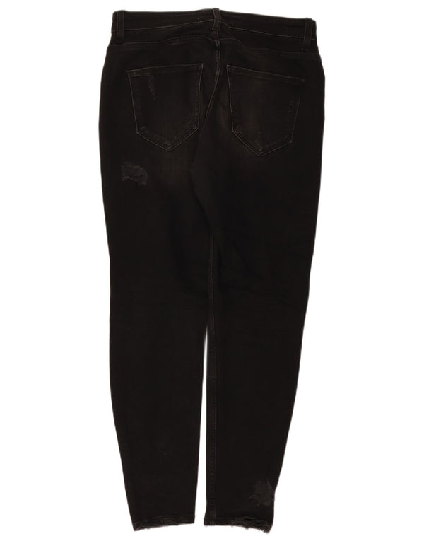 Zara Mens Distressed Slim Jeans EU 40 Médio W31 L28 Algodão Preto