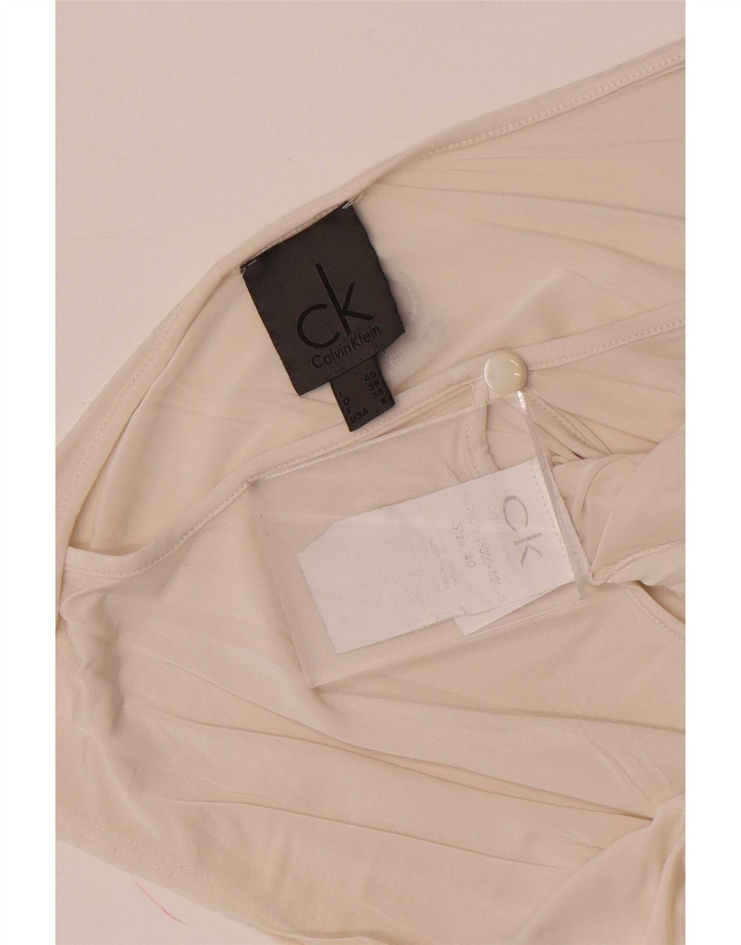 Blusa feminina sem mangas Calvin Klein US 6 médio branco viscose