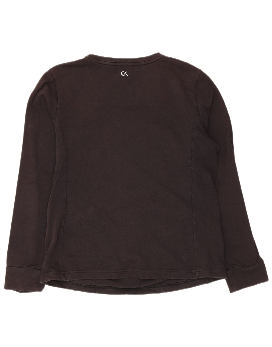 Calvin Klein Top feminino manga comprida Reino Unido 14 grande algodão preto