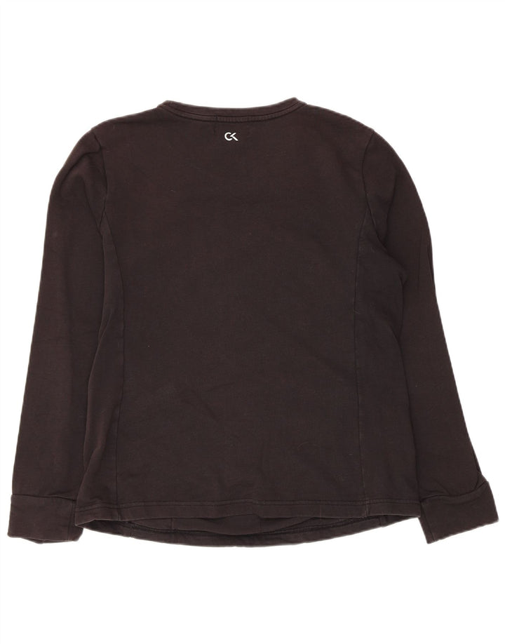 Calvin Klein Top feminino manga comprida Reino Unido 14 grande algodão preto