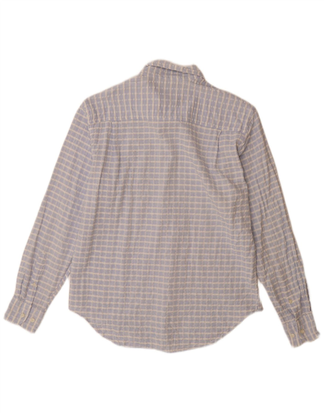 Camisa masculina Trussardi tamanho 41 16 grande algodão xadrez azul