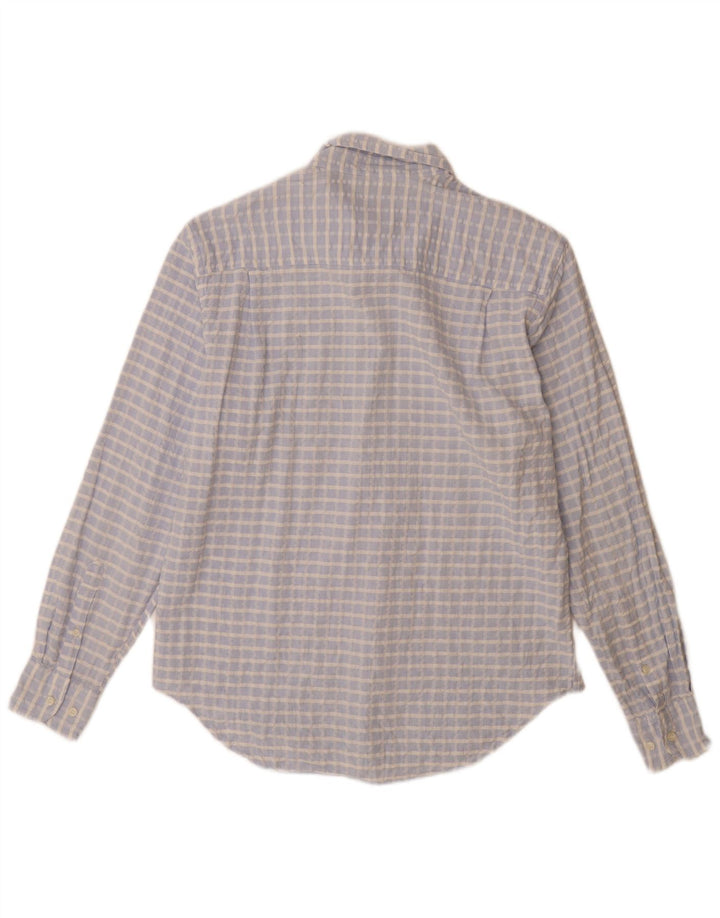 Camisa masculina Trussardi tamanho 41 16 grande algodão xadrez azul