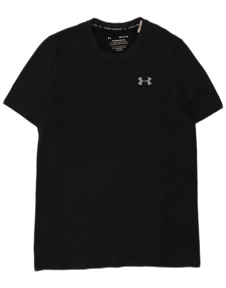 Camiseta masculina Under Armour Heat Gear Top poliéster listrado cinza médio