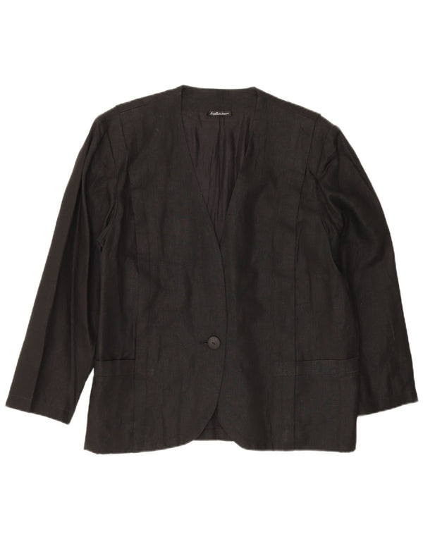 Jaqueta blazer feminina vintage com 1 botão Reino Unido 14 grande preta