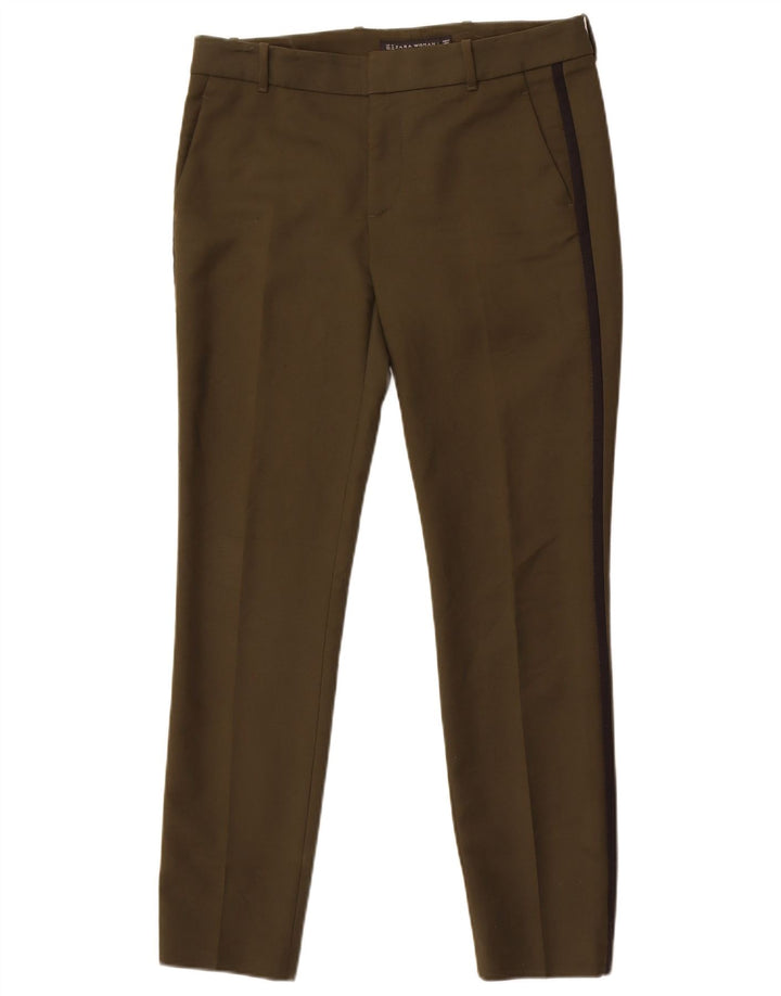 Zara Calça Chino Feminina Slim Médio W28 L29 Algodão Cáqui