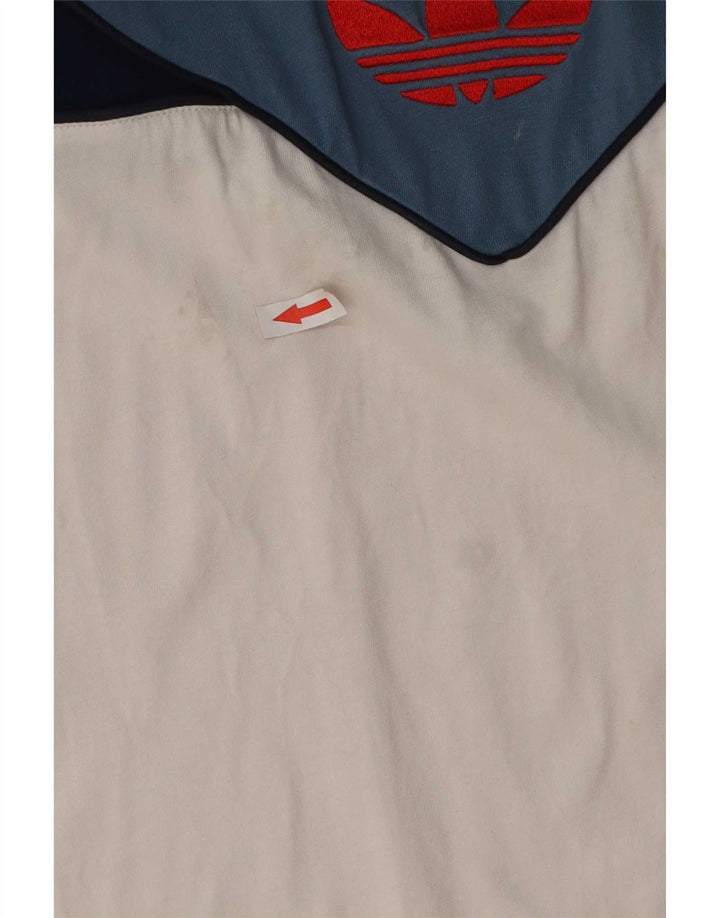 Adidas Mens Camiseta Top Pequeno Azul Colorblock Algodão