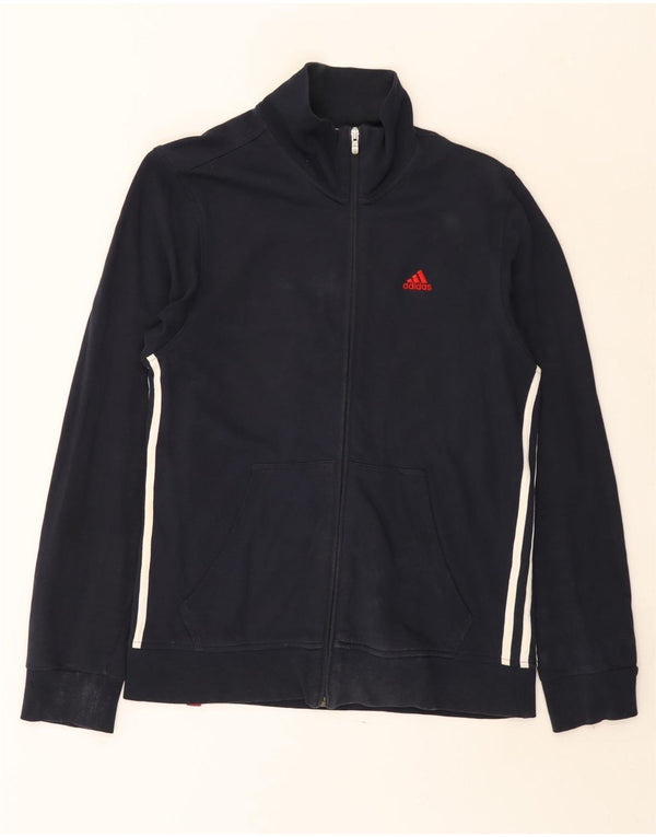 Adidas Mens Tracksuit Top Jacket UK 36/38 Pequeno Azul Marinho Algodão