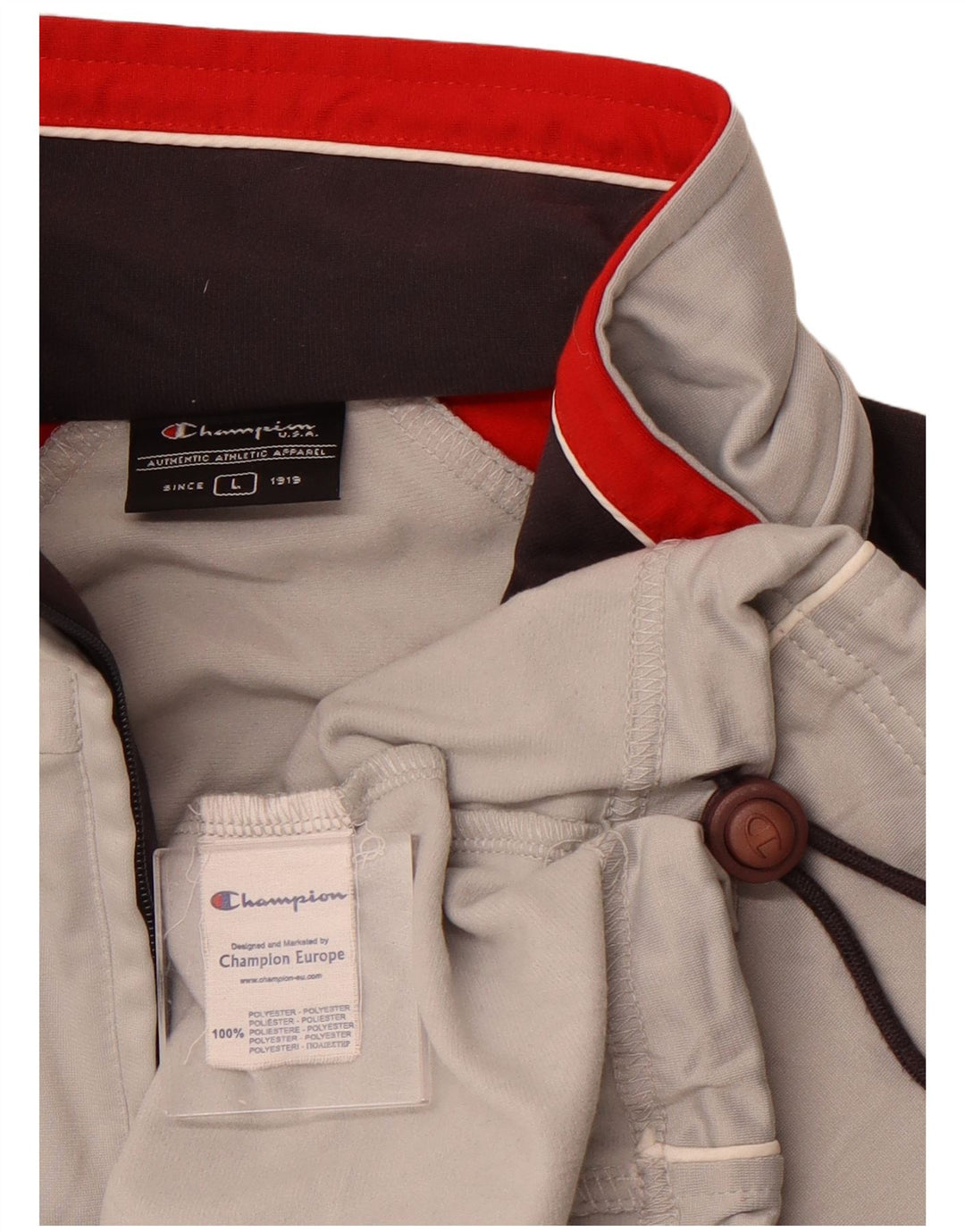 Jaqueta masculina de agasalho Champion grande cinza colorblock poliéster