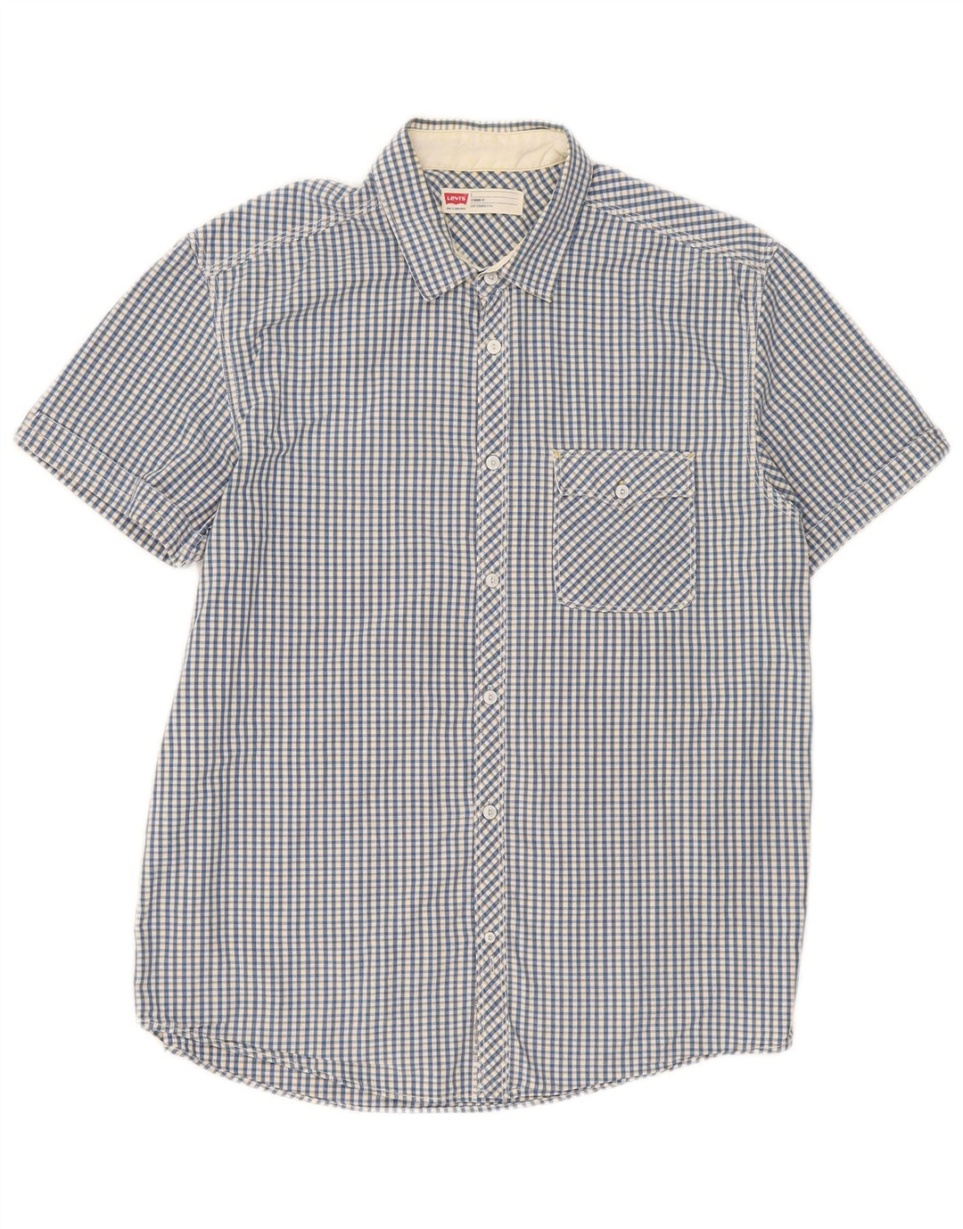 Camisa masculina de manga curta padrão Levi's grande algodão guingão azul