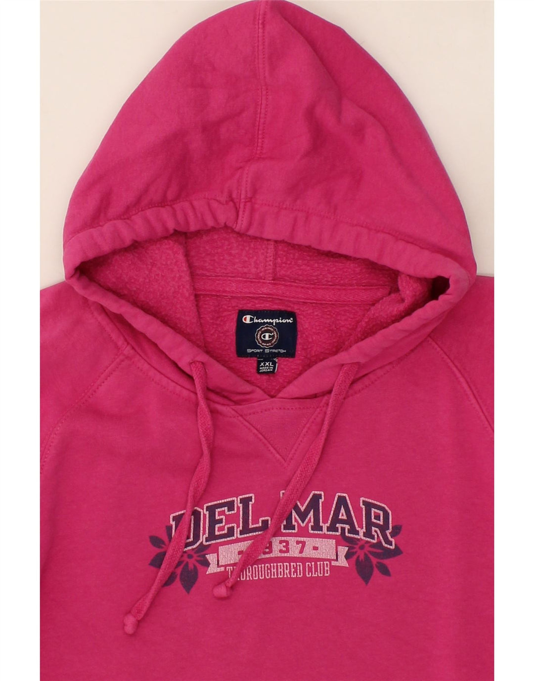 CHAMPION Womens Graphic Hoodie Jumper UK 20 2XL Pink Cotton Vintage Champion and Second-Hand Champion from Messina Hembry 