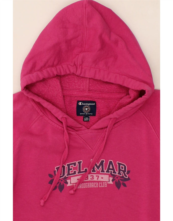 CHAMPION Womens Graphic Hoodie Jumper UK 20 2XL Pink Cotton Vintage Champion and Second-Hand Champion from Messina Hembry 