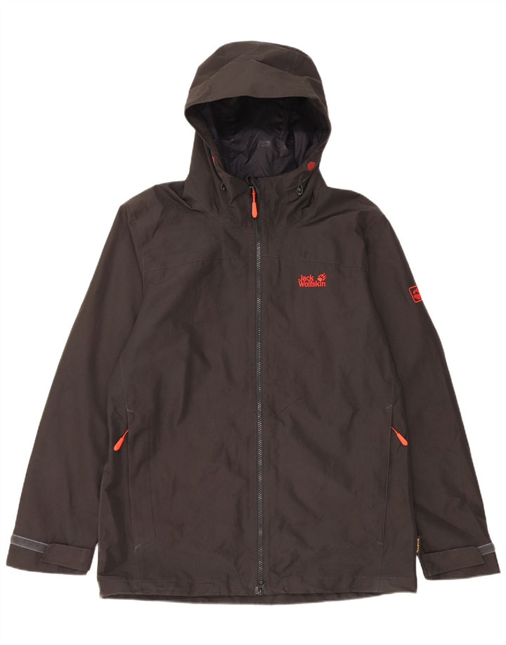 Jaqueta corta-vento masculina Jack Wolfskin com capuz Reino Unido 40 grande poliéster preto