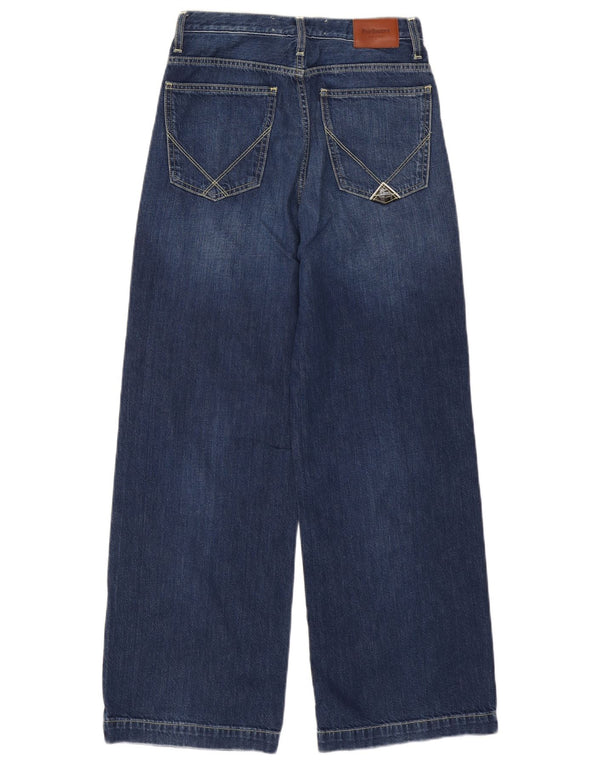 Calça jeans feminina Roy Rogers cintura alta com perna larga W25 L28 algodão azul