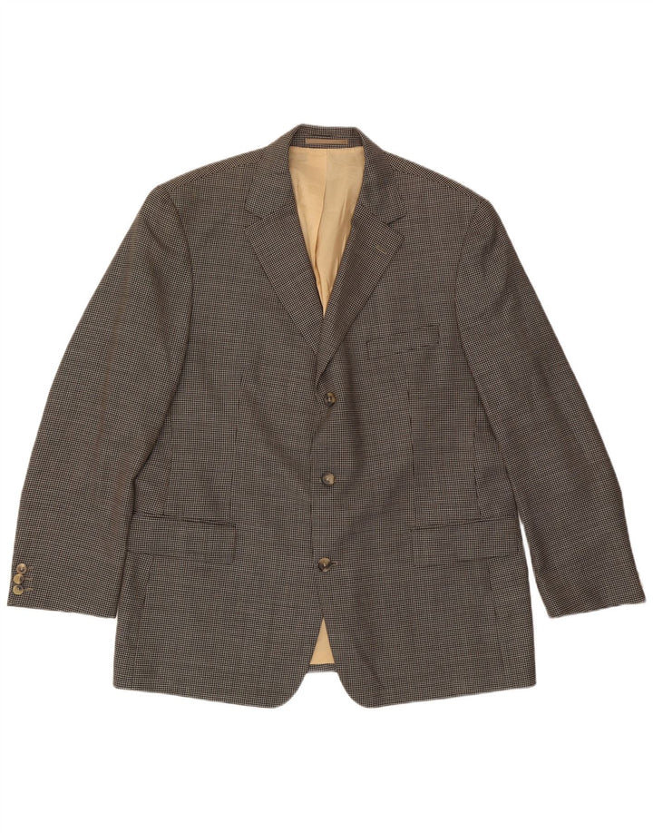 Jaqueta Blazer Masculina Hugo Boss com 3 Botões UK 42 XL Cinza Xadrez