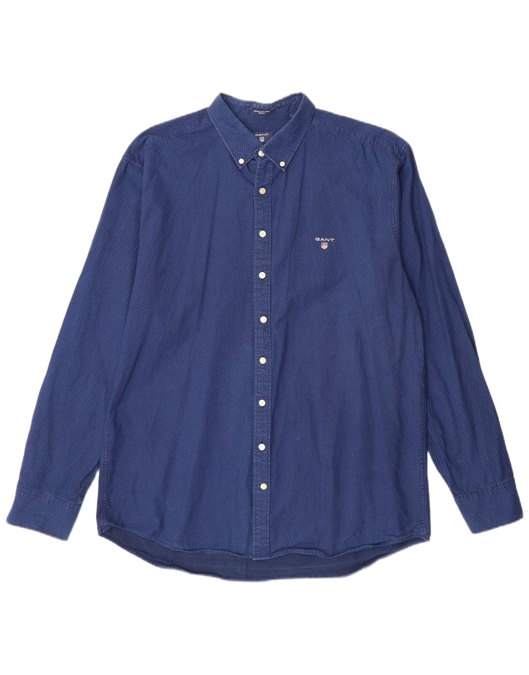 GANT Camisa masculina de ajuste regular tamanho 45/46 18 2XL algodão geométrico azul