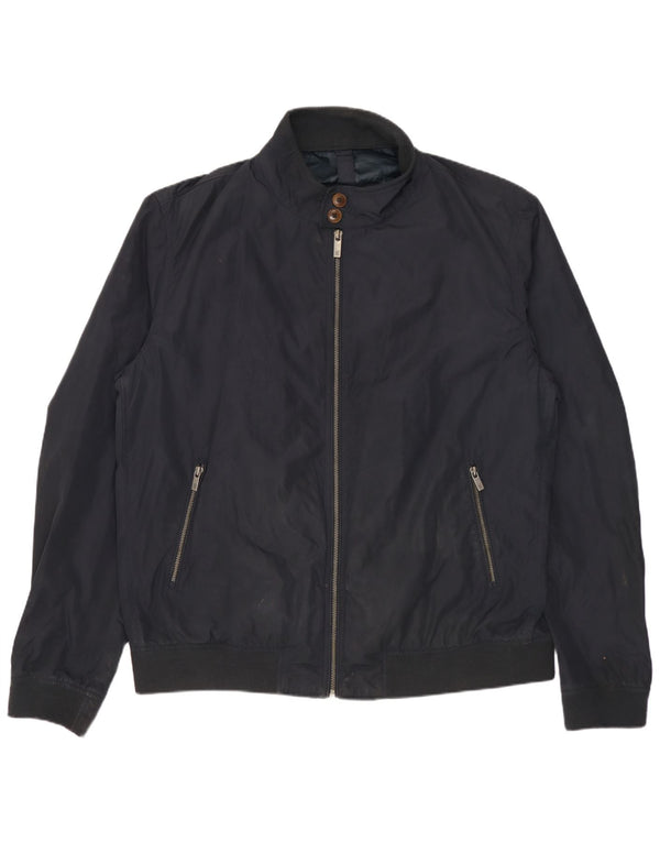Jaqueta bomber masculina Massimo Dutti UK 44 2XL poliéster azul marinho