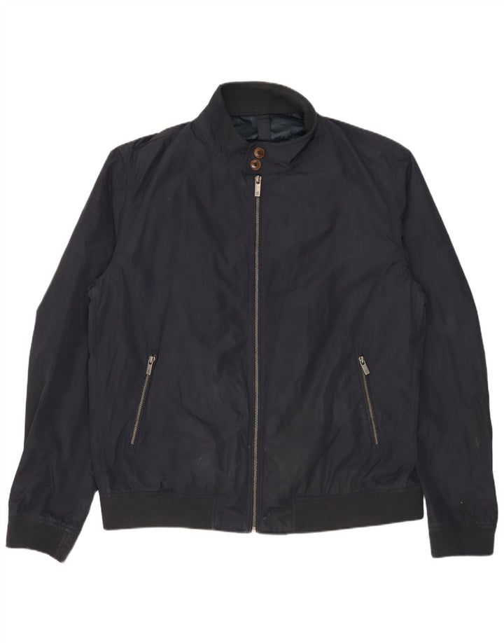 Jaqueta bomber masculina Massimo Dutti UK 44 2XL poliéster azul marinho