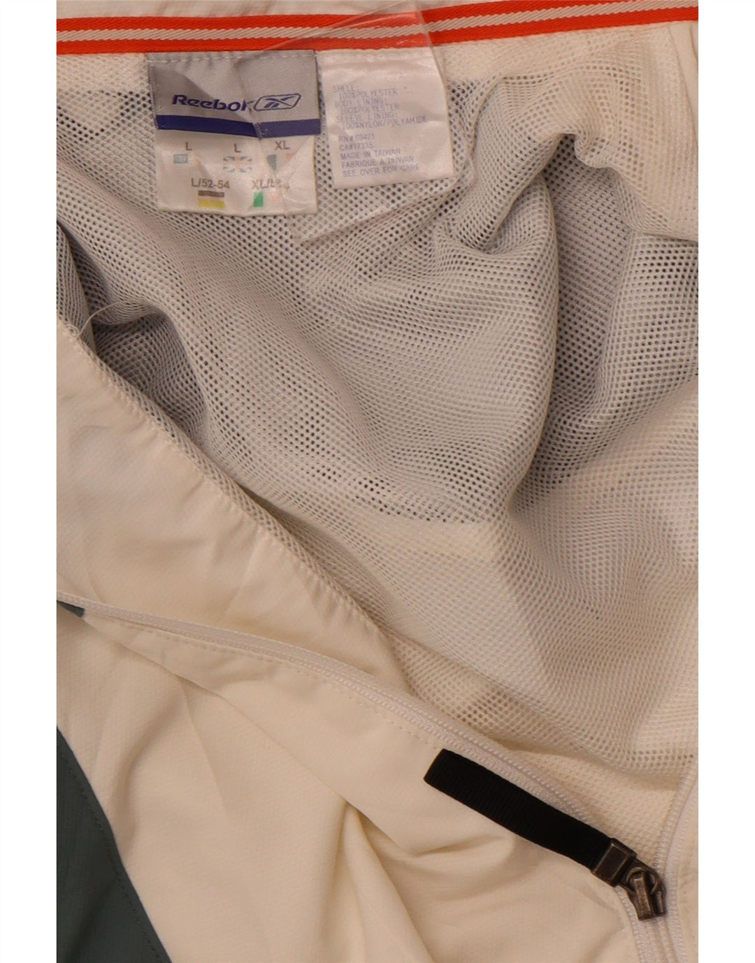 REEBOK Mens Tracksuit Top Jacket Grande Off White Colourblock Poliéster